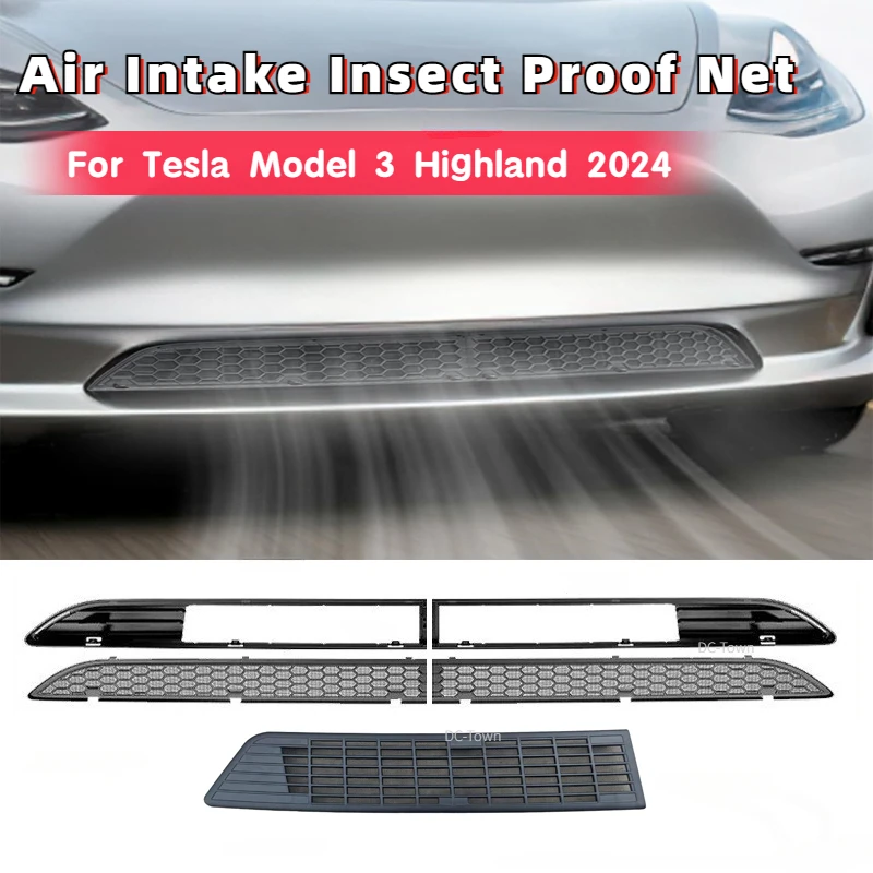 

For Tesla Model 3 Highland 2024 Air Intake Insect Proof Net Front Bumper Inlet Protective Grille Cover Anti Dust Car Accessories