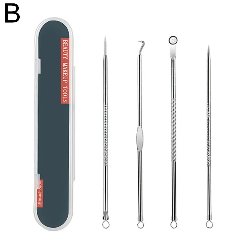 Comedondrukker 4 Stuks Comedo Zwart Hoofd Smet Zorg Puistje Naald Gezicht Reiniging Schoonheid Porie Verwijderen Huid Cleanser S4Z5