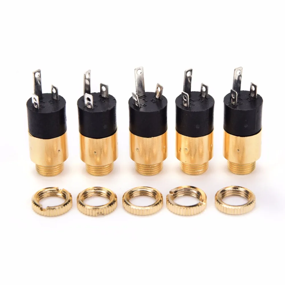 PJ-392 Tomada fêmea estéreo banhado a ouro com parafuso, 3,5mm, áudio e vídeo, conector de fone de ouvido, 5PCs