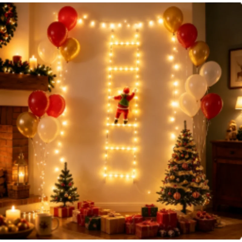 Christmas Lights Fairy Lights Santa Claus Climbing Ladder LED Light for House Yard Window Party Christmas Festival Decoration