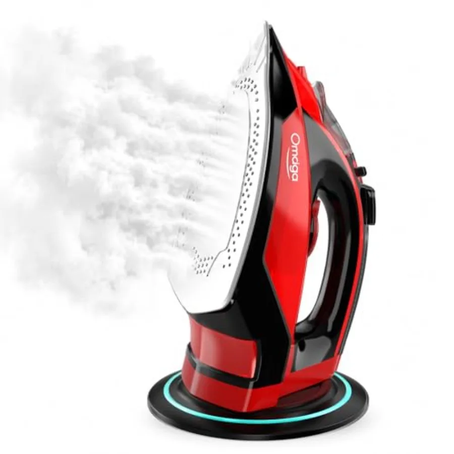 

Cordless Iron for Clothes, 1500W Wireless Steam Iron with Ceramic Soleplate, 360 Degree Power Base, Auto Shut Off, Self-Clean,