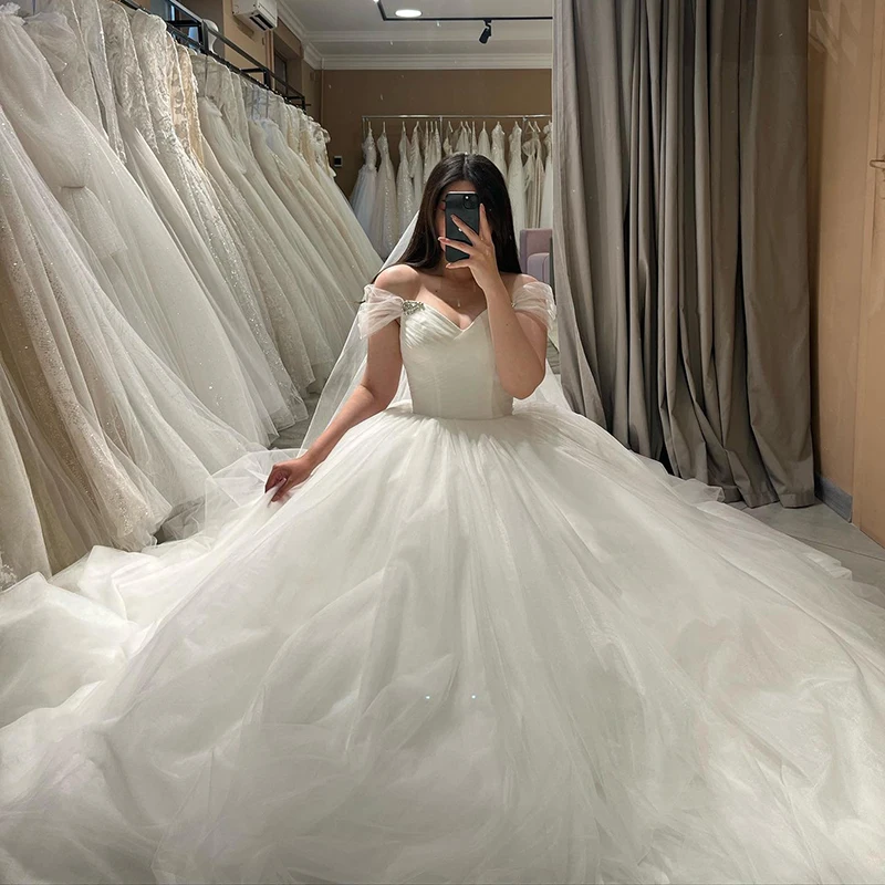 Eightree Formal White Princess Wedding Dresses Sweetheart Tulle Long Wedding Gowns Boho Beach Bridal Ball Prom Dress Plus Size