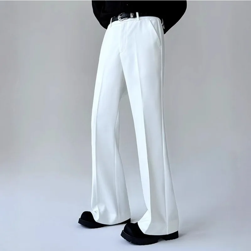 KIDWHXR Summer Man Wide Leg Pant Korean Thin Elastic Waist Men Suit Pant Loose Mid Waist Breathable Versatile Male Trousers