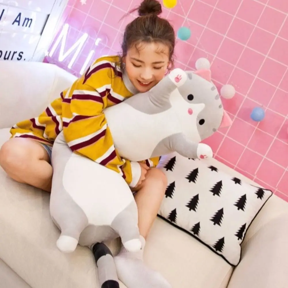 หมอนแมวตลก ยาว 70 ซม. นุ่มมาก กอดได้ หมอนยาวลายการ์ตูน ยืดหยุ่น ตกแต่งบ้าน