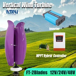 With Hybrid Controller Off Grid System 10KW 5KW 12V 24V 48V Renewable Energy System Vertical Axis Wind Energie Turbine