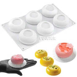 6 Cavity Round Cake Silicone Molds Cherry Blossom Mousse Chiffon Brownie  Pastry Baking Moulds Dessert Cake Decoration Tools