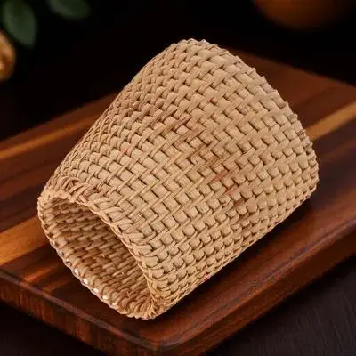 

1pc Vase Pen Holder Storage Basket Tiny Wicker Cylinder Small Oval Rattan Container Office Pencil Home Decor Compact