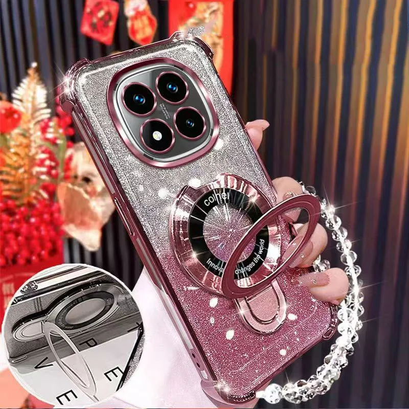 

Для Google Pixel 9 Pixel 9 Pro 9A A 9Pro XL противоударный чехол для телефона Pixel 9 Pro с блестящим магнитным кронштейном-держателем, браслет, мягкий чехол