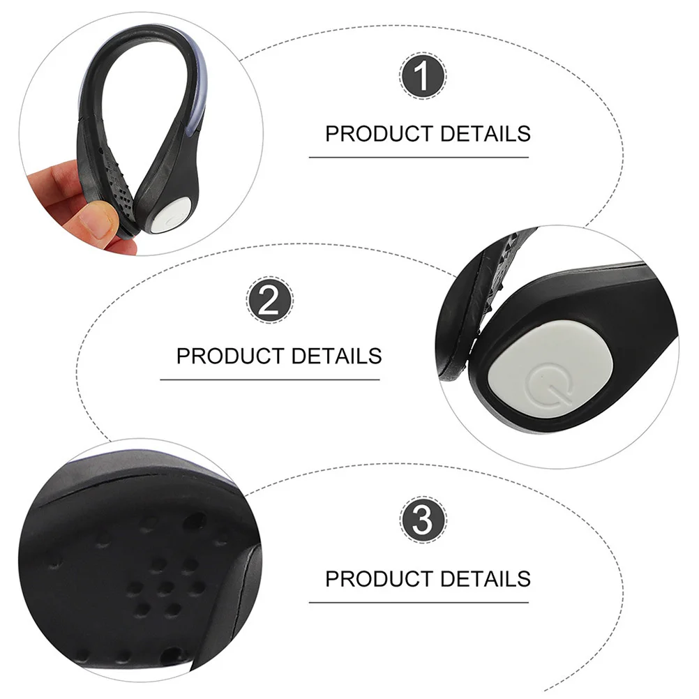 2 قطعة مصباح بمشبك حذاء Led، مصباح أمان مضيء للجري الليلي وركوب الدراجات والتسلق، ضوء رياضي خارجي وامض للأحذية الرياضية #6