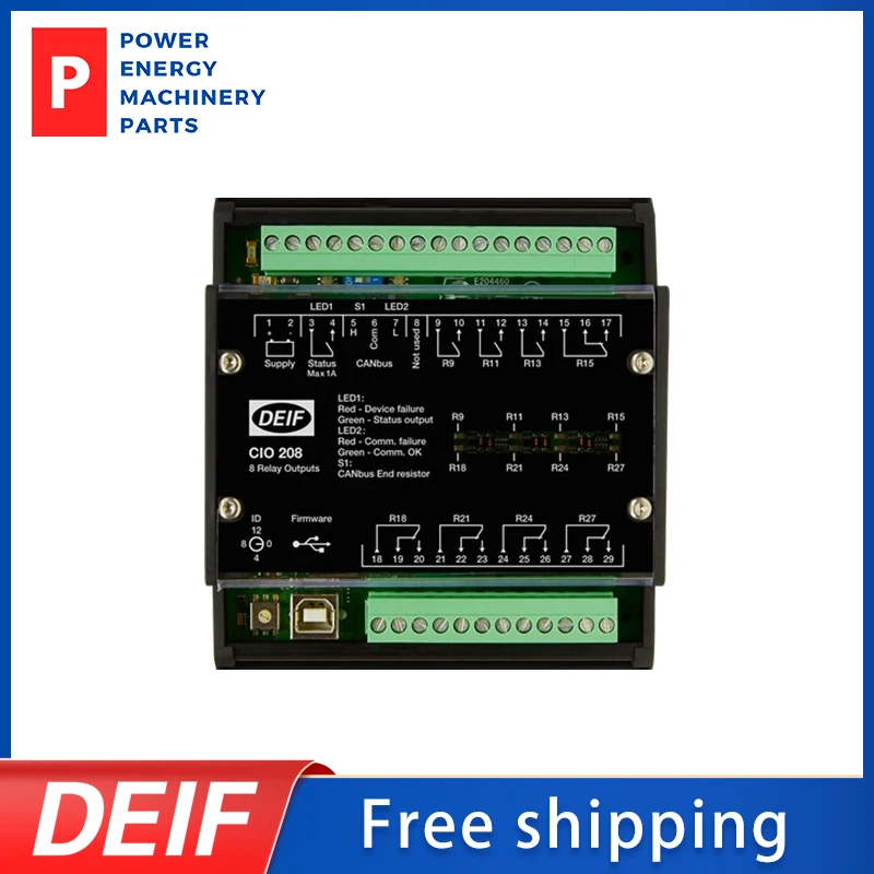 

DEIF CIO208 Analog Interface Module Original CIO 208 CAN Bus IO module - 8 Relay Outputs