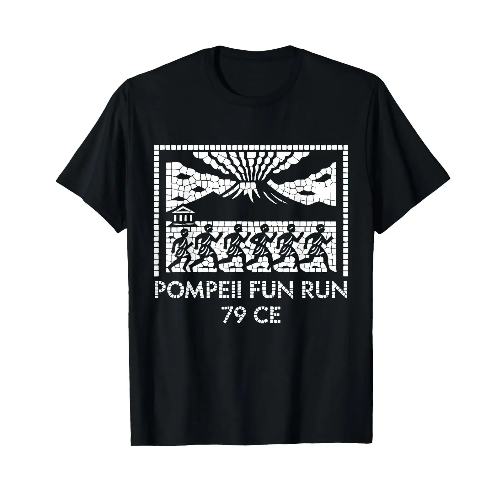 Pompeil Fun Run 79 CE History Teacher Archaeology Mosaic T Shirt vintage Washed Casual Top For Everyday Wear Versatile