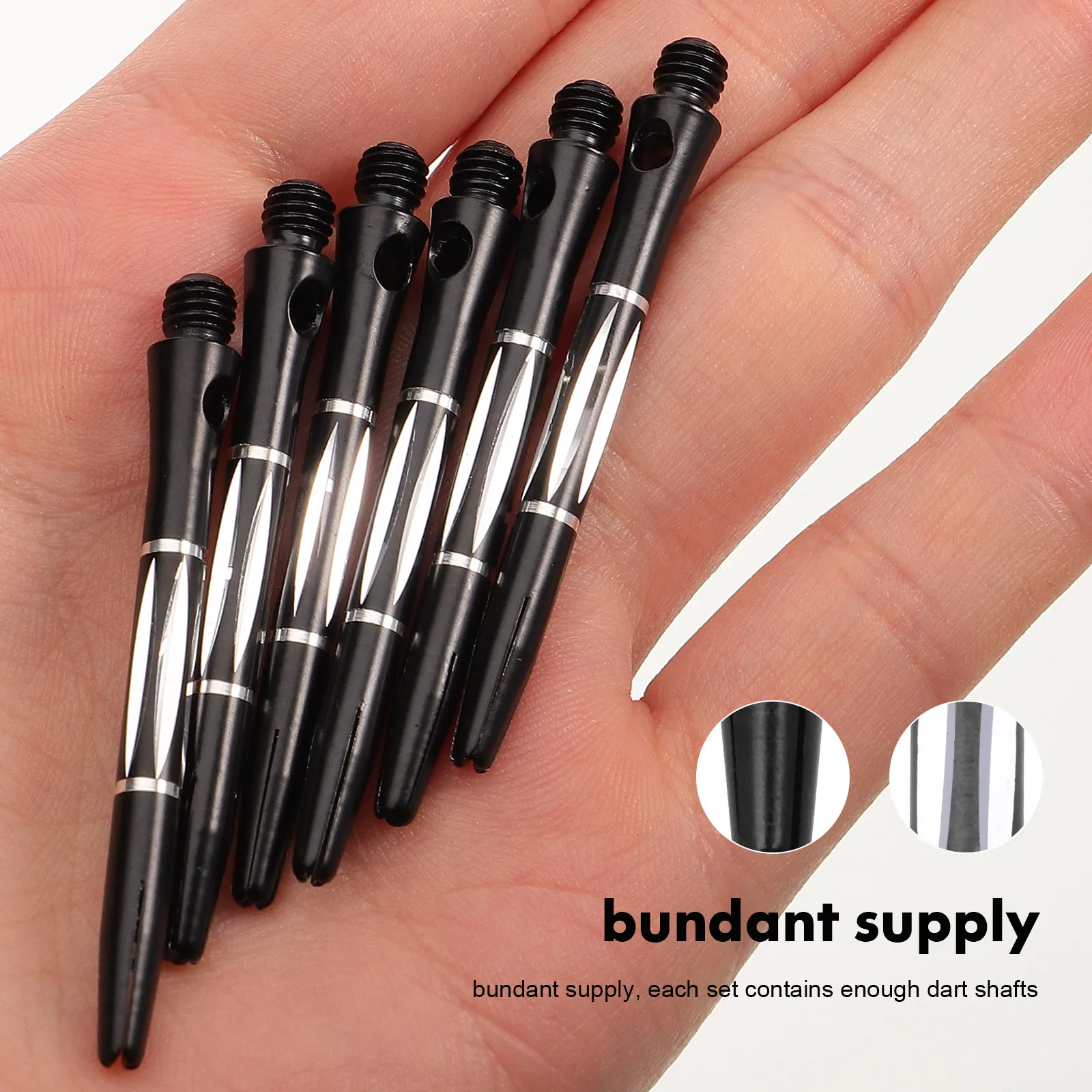

6 Pcs Shaft Aluminum Alloy Dart Rod Throwing Shafts Thread Black Replacement Tips