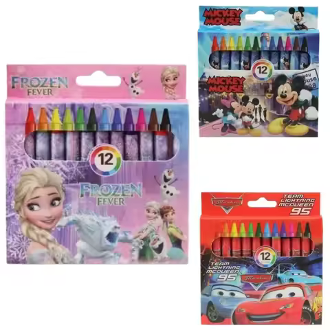 Frozen, Mickey Mouse, Snow White, 1 box 12-Color Cartoon Painting Art Pens, Colored Crayon Set, Doodle Coloring Gift Supplies