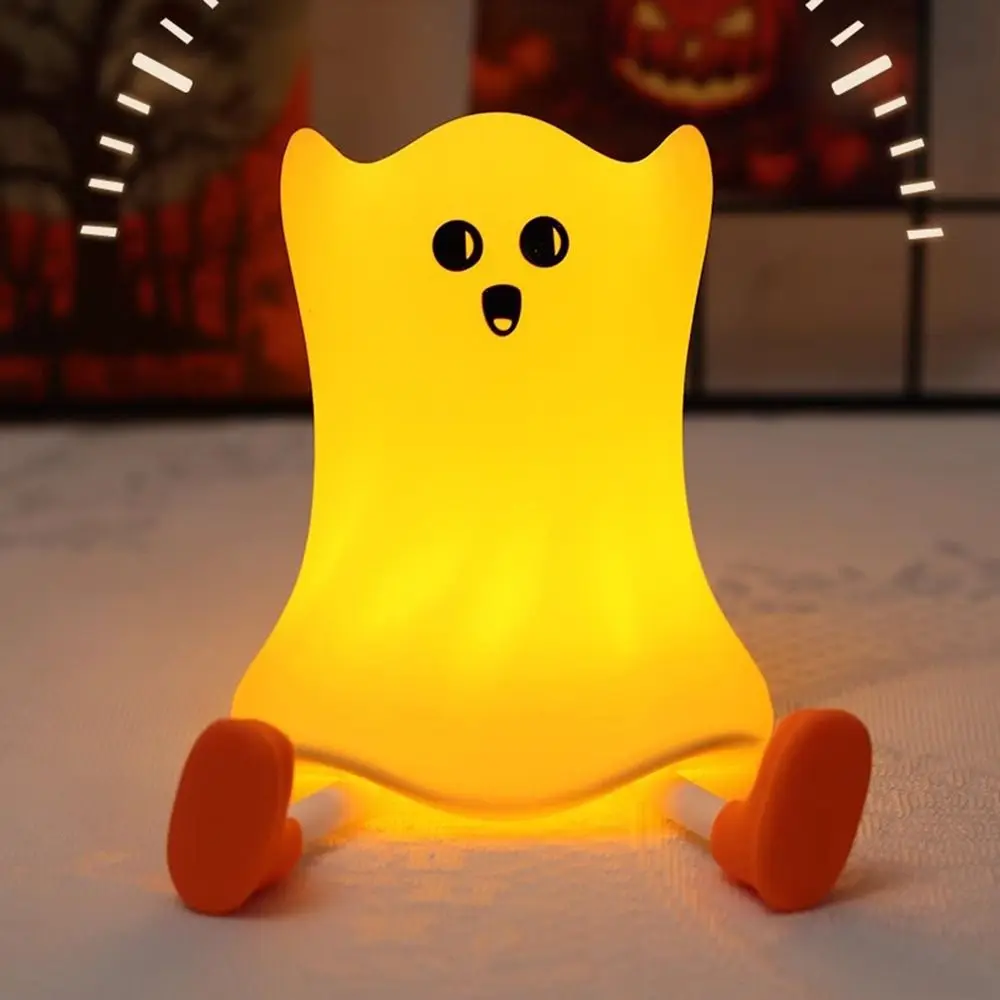 Kawaii Helloween RGB LED Night Light Pumpkin Ghost 3 Levels Brightness Bedroom Bedlight Cartoon Timer Night Lamp Room Decor