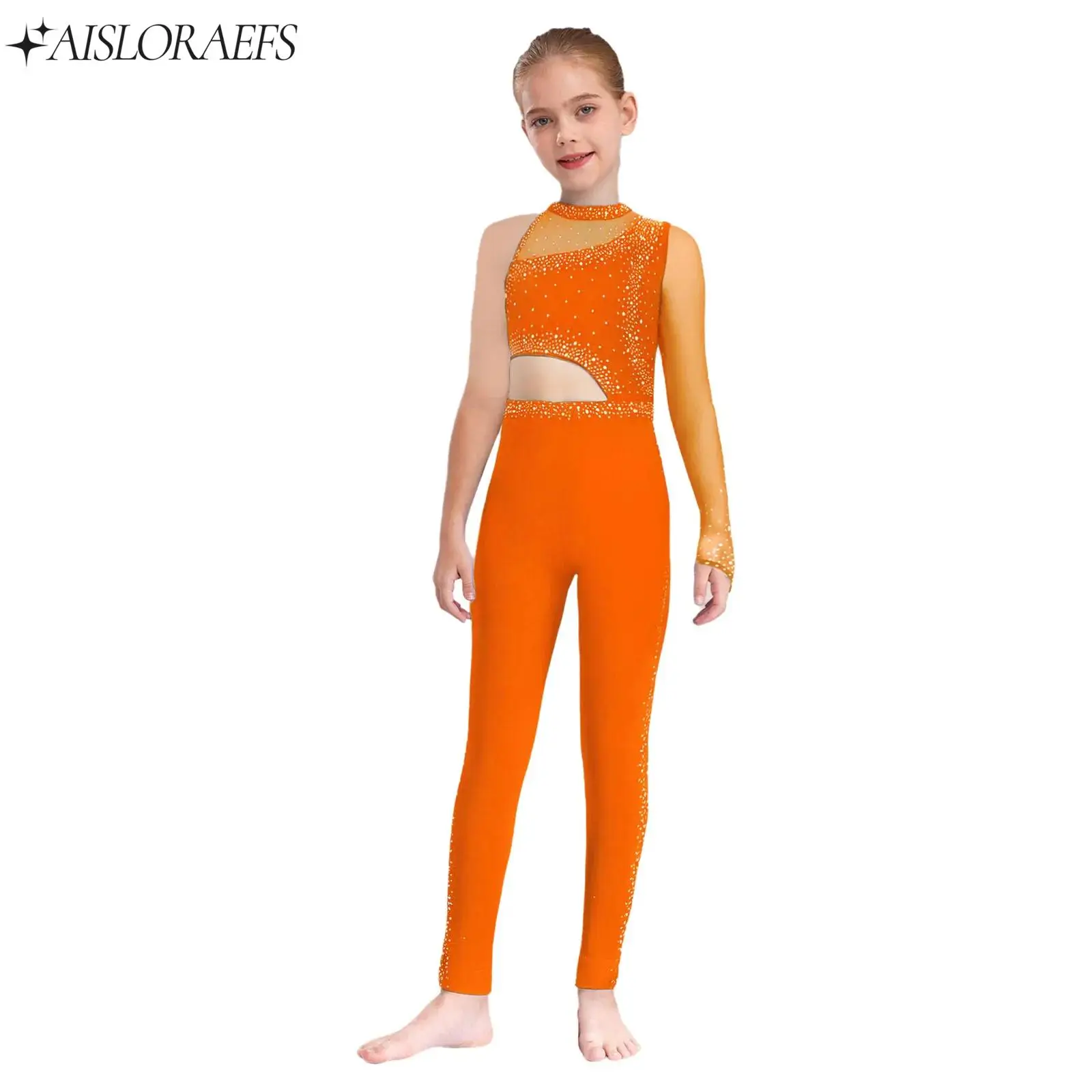 

Kid Girl Gymnastics Jumpsuits Rhinestone Overalls Unitard Dancewear Leotards Bodysuits Skating Ballet Dance Performance Costume
