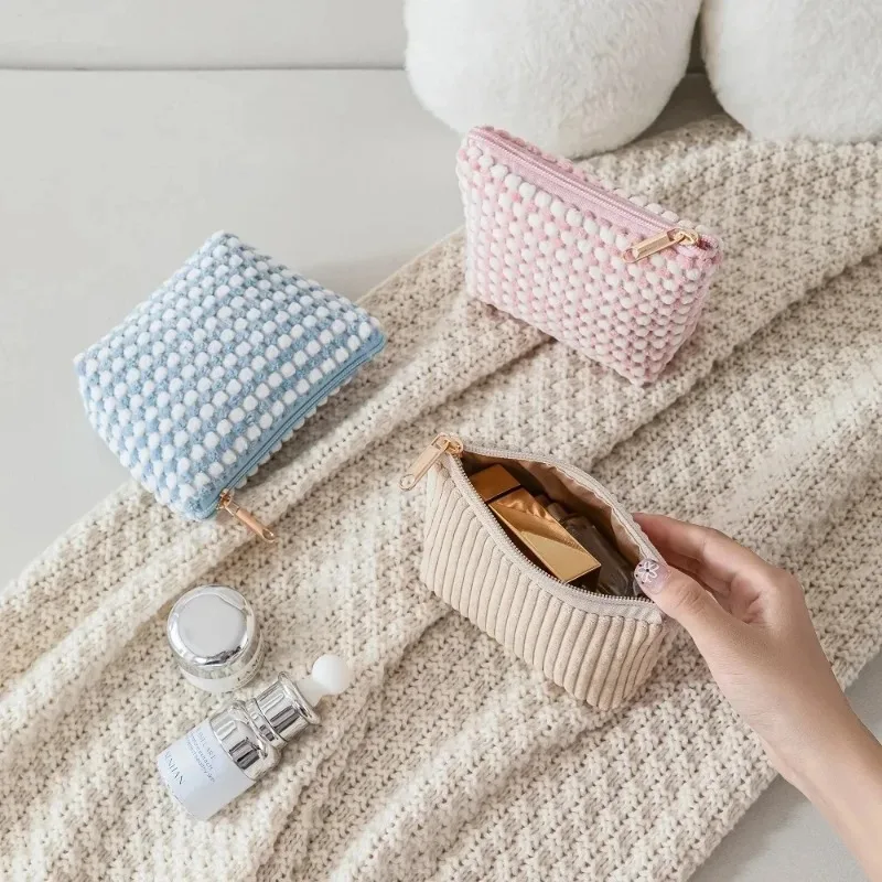 

Velvet cosmetic bag travel portable lipstick bag girly portable storage bag large capacity classified four-piece set