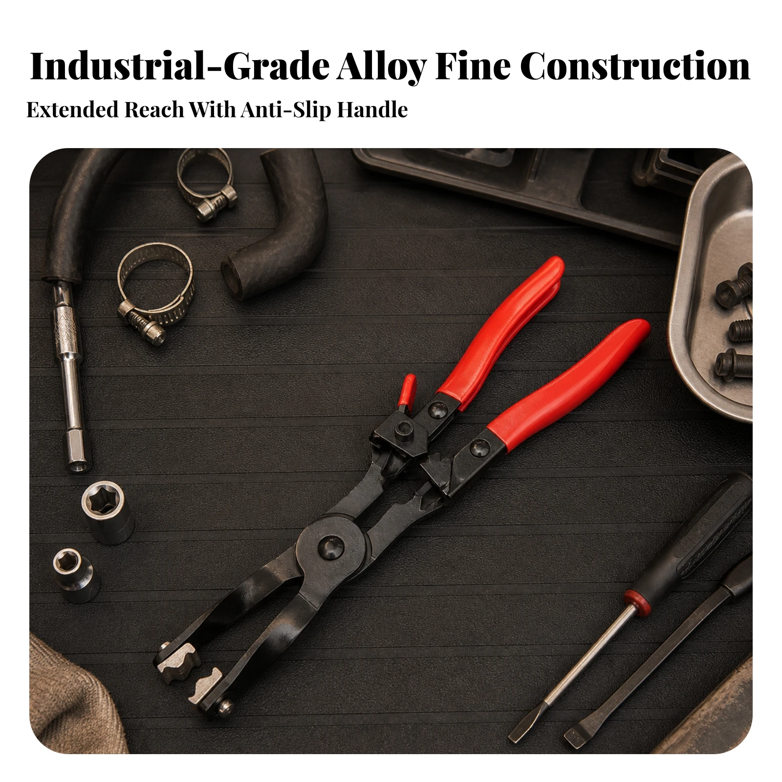 Car Hose Clamp Removal Plier Sturdy Pliers with Serrated Gripping Surfaces Pliers with Anti-Slip Handles Heat-Treated Forged