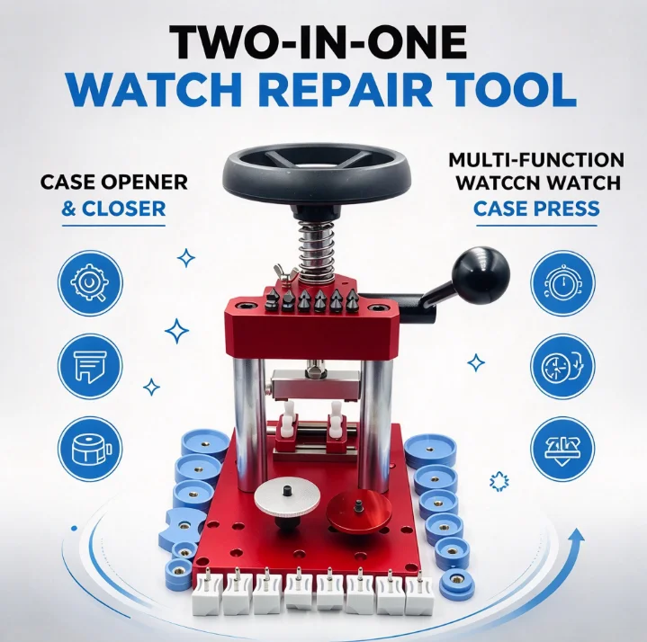 Watch Repair Tool Back Case Opener Closer Remover Presser Dual Purpose Multifunctional Rotating Cover Machine for Battery Change
