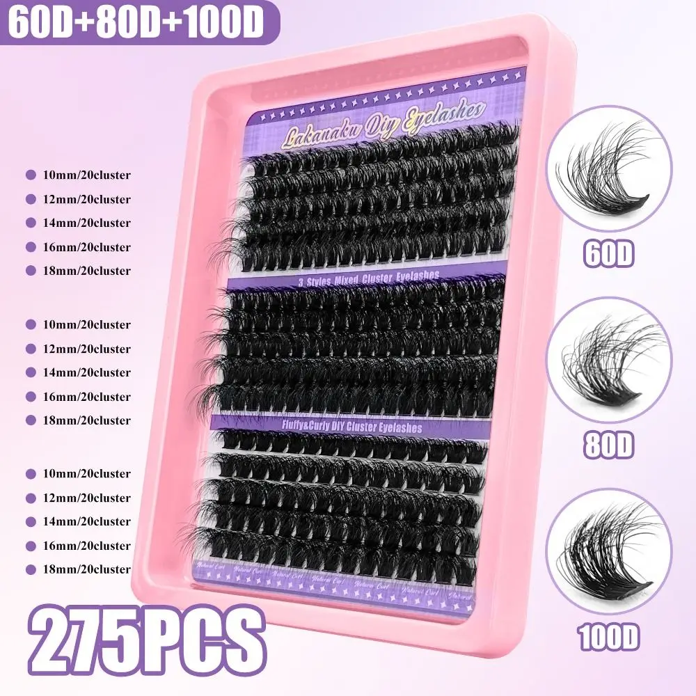 9-16mm Lange Künstliche Wimpern 3D Volumen Wispy Style 3D Faux Mink Lash Natürlicher Look Flauschige Cluster Augen-Make-up-Tools – Detail 7