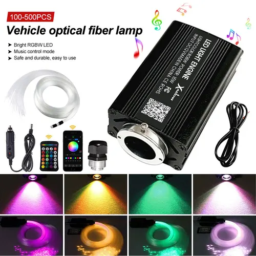 Imagen 1 del producto Luz de cielo estrellado para coche, luces de fibra óptica para el hogar, lámpara de atmósfera, luces de techo con Control de música, RGB, 12W, 8 colores, estilo de coche DIY