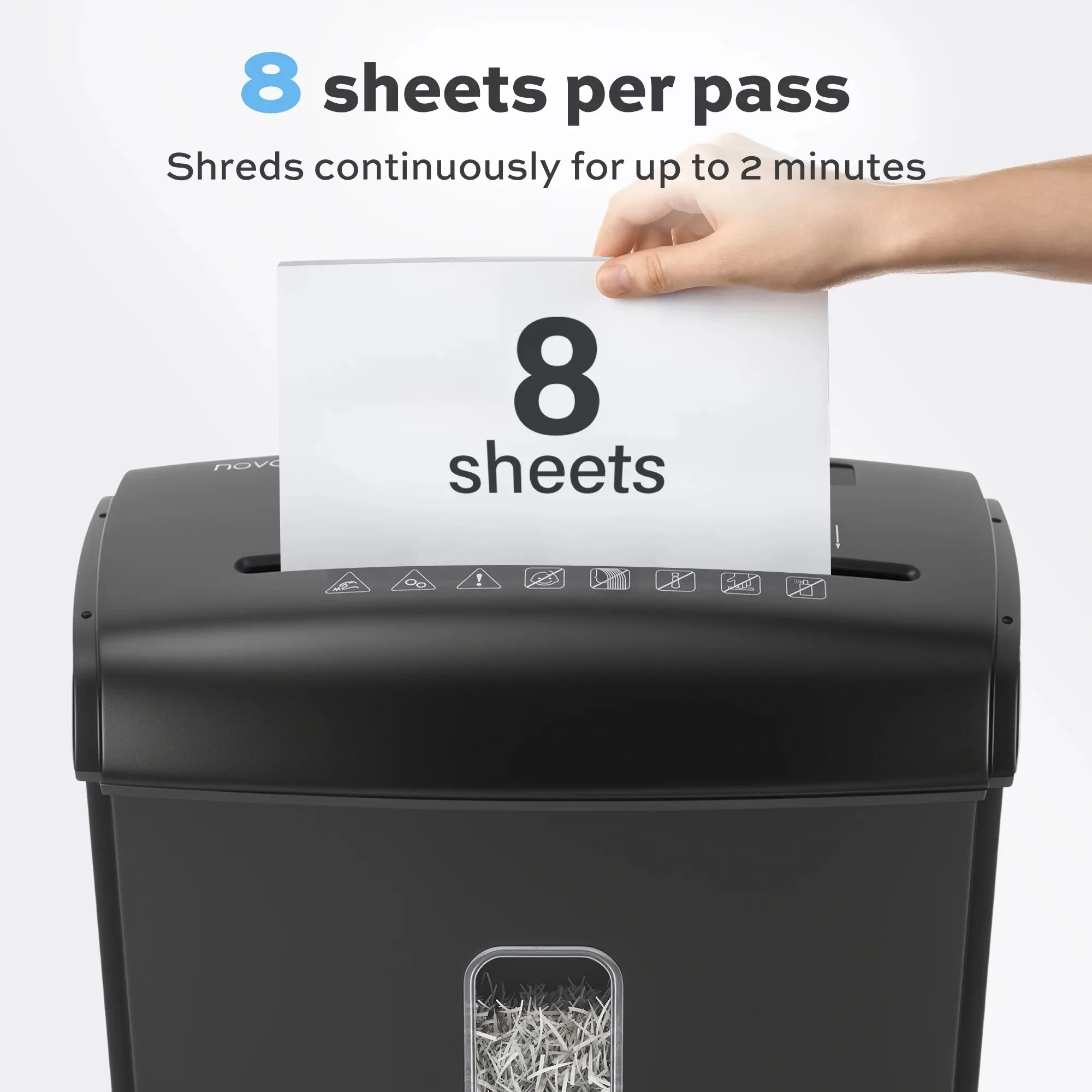 Deli 8-Sheet Micro Cut Shredder P5 Security Level 4 Gal Wastebasket with Handle Transparent Window for Home Office Credit Card