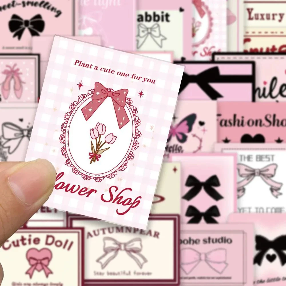 

10/30/50pcs Cute Pink Ballet Style Bow Stickers Ins Style Aesthetic Graffiti Decals Suitcase Notebook Phone Kawaii Girl Sticker