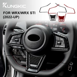Real Carbon Fiber Sticker For Subaru WRX/ WRX STI 2022 2023 2024 Car Steering Wheel Center Black Red Interior Trim Accessories