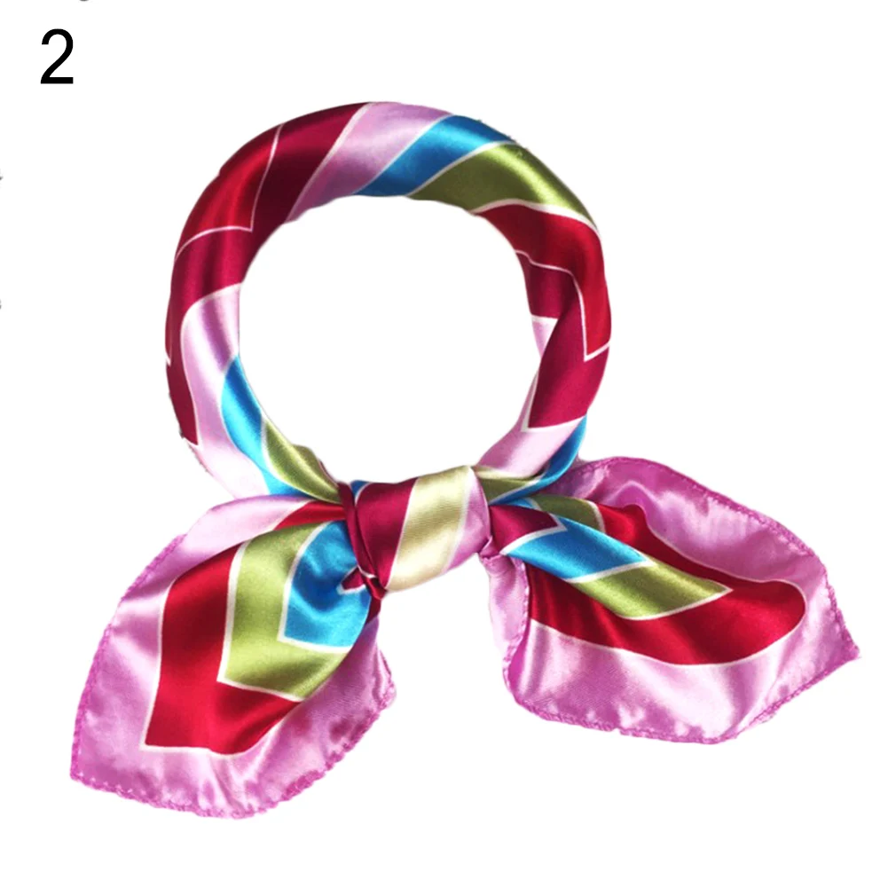 2023 Design Silk Square Scarf for Women Small Neck Scarfs Fashion Print Foulard Hairband Satin Head Kerchief Vintage Scarves