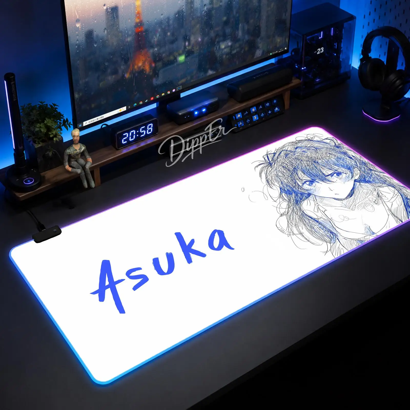 

Game A-suka Mouse Pad Gaming Anime Mouse Pad XXL RGB Desk Mats LED Table Pads Backlit Rubber Desktop