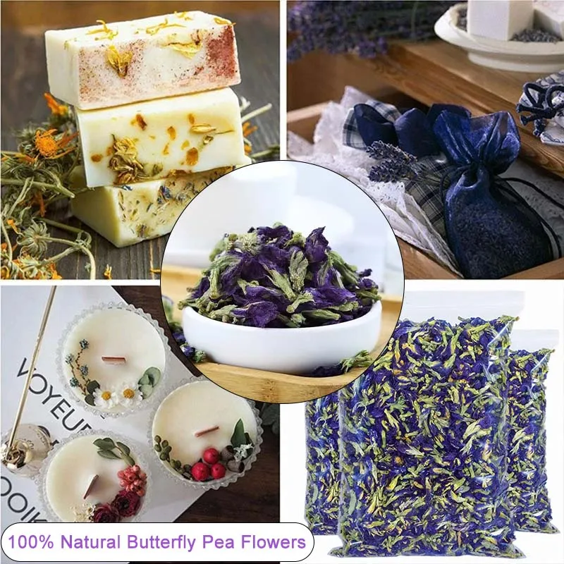 100% Natural Blue Butterfly Pea Flower Tea Rich in Vitamin C Suitable for DIY Desserts Cakes and Drinks to Help Detoxification