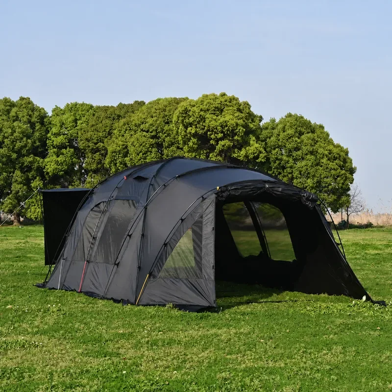 Vinyl Outdoor Camping Tunnel Tent One Room One Hall Double Layer Rainproof Sunscreen Shelter for Hiking Travel