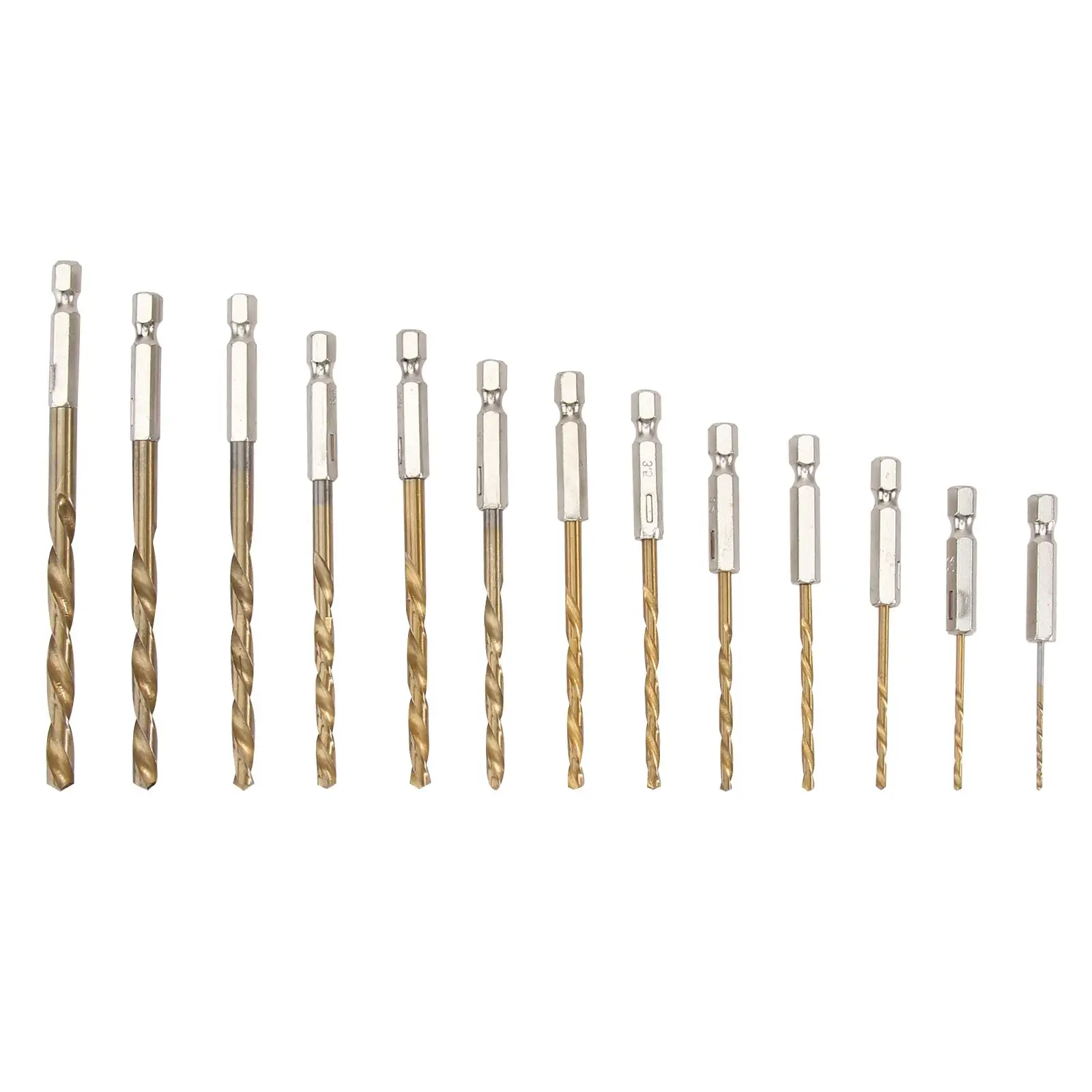 

13 PCS Precision HSS Drill Bit Set Titanium Coated Drill Set for Plastic Aluminum Copper Steel