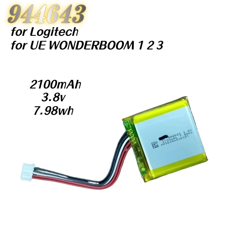 944643 3.8V 2100mAh 7.98Wh for Logitech for UE WONDERBOOM 1 2 3 Replacement Battery Bluetooth Speaker 360 Surround Sound Parts