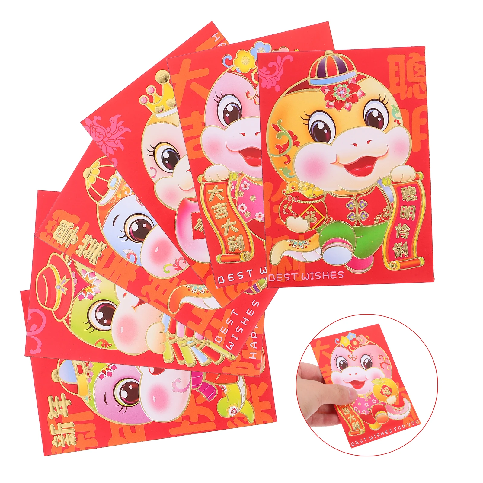 

36 Pcs Cartoon Snake Envelope Chinese New Year Money Pocket Three-dimensional Red Envelopes Paper Packets