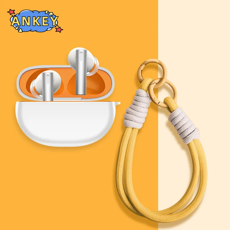 حافظة لهاتف Realme Buds Air 5 Pro 6 Pro مصنوعة من السيليكون الناعم ومحمولة ومقاومة للصدمات مع حبل حلقة تسلق