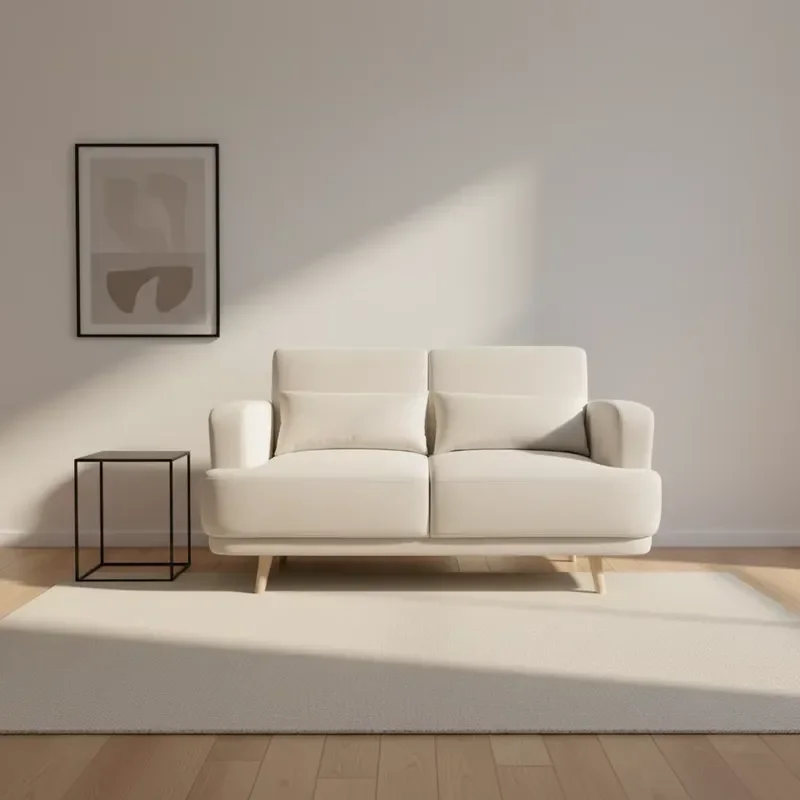 Modern Hotel Lobby and Mall Two Seater Square Sofa Bed with Sponge Filling Velvet Fabric Modular Sofa Wood Legs