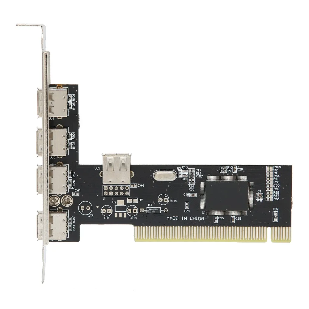 

Универсальная 5-портовая карта расширения USB2.0 PCI, высокоскоростной адаптер USB2.0 с функцией Plug and Play, адаптер-райзер Pcie для настольного компьютера