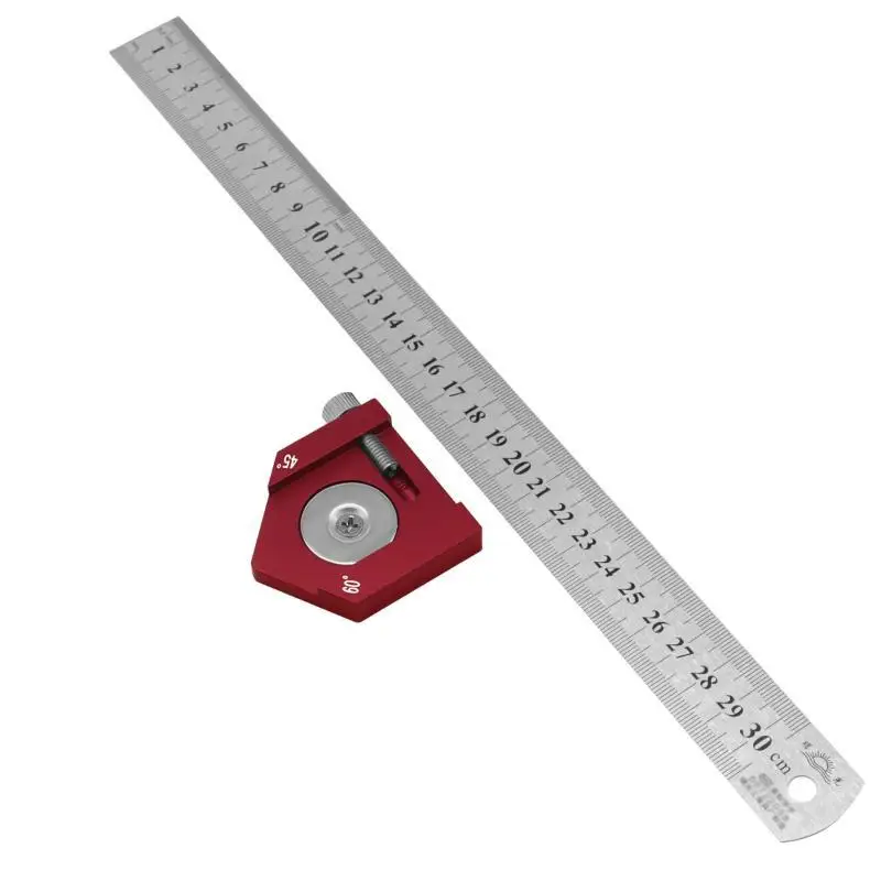 Steel Ruler Positioning Block 45°/60° Multi‑Angle Scriber Marking Gauge Woodworking Line Scribe Locator For Carpentry DIY