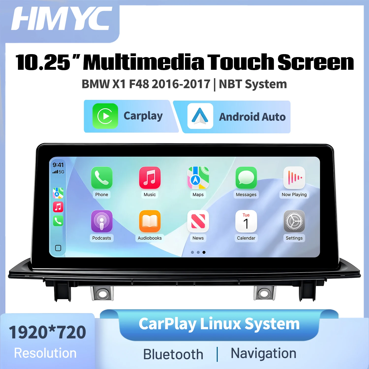 

10.25"HD Multimedia Touch Screen Wireless CarPlay Android Auto For BMW X1 F48 2016-2017 NBT System Car Navigation Stereo Display