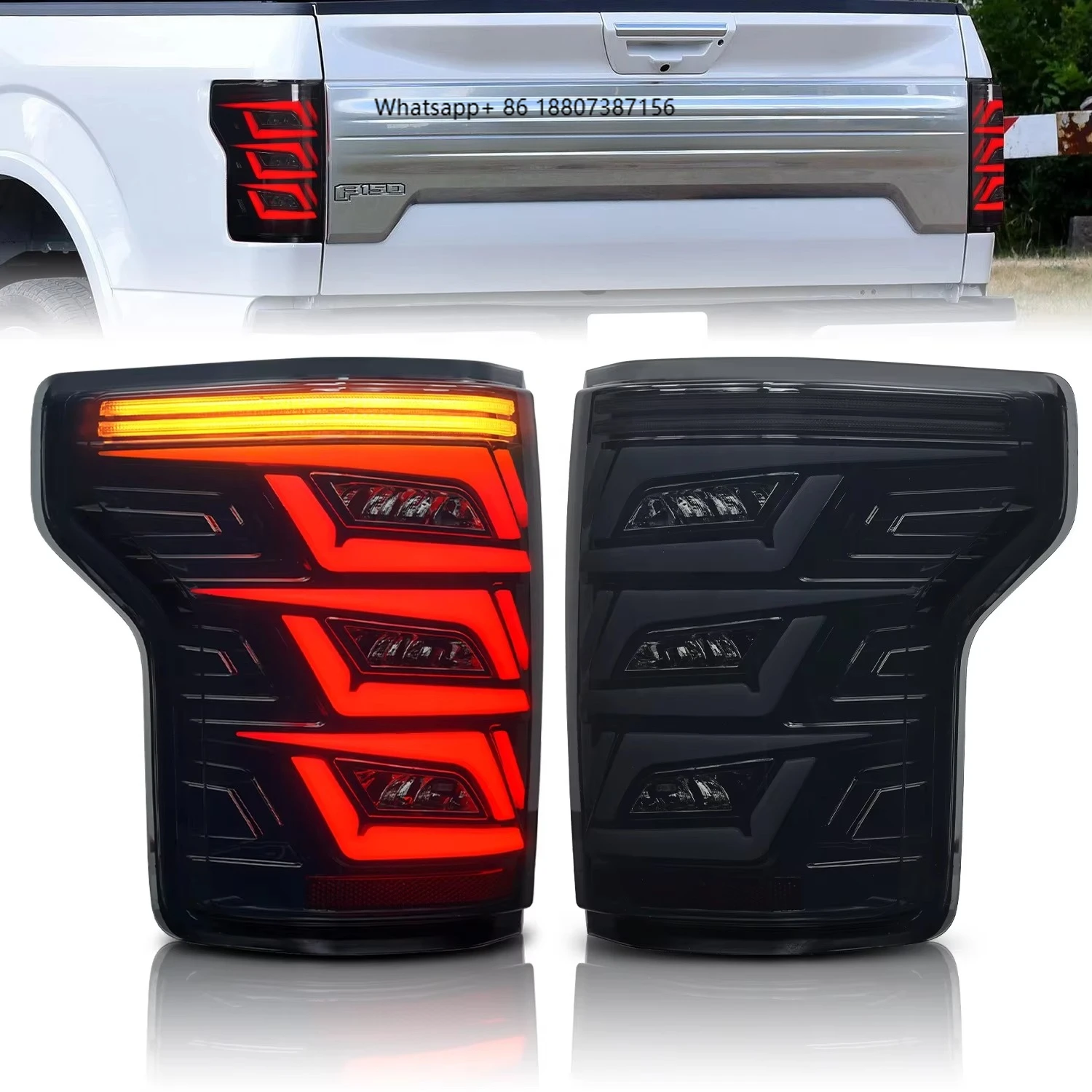 

Auto Parts Tail Light Assembly for F150 2021-2023 Full LED Red Sequential Turn Signal Upgrade
