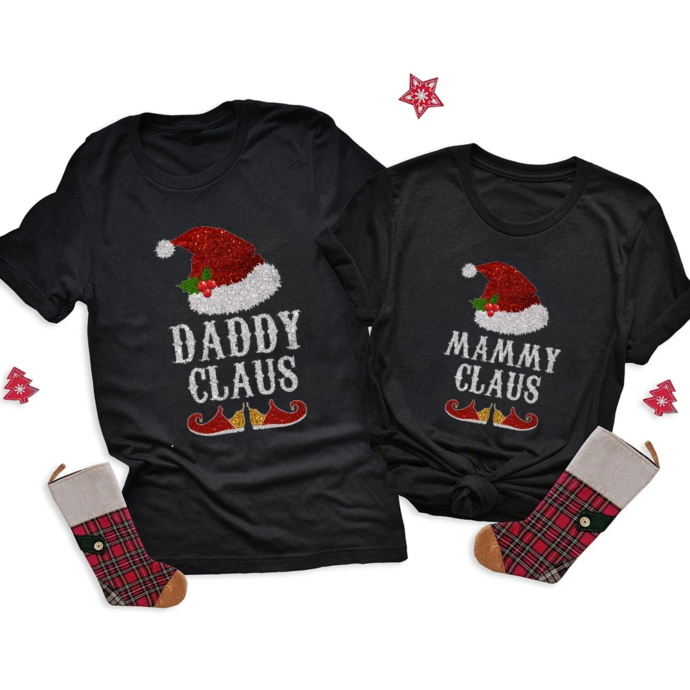 Merry Christmas Dad Mom Baby T-Shirt Clothing Daddy Claus Mammy Claus Baby Claus Family Matching Christmas New Year Outfits