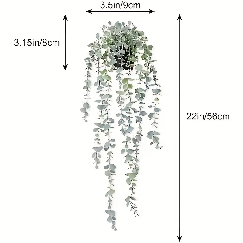 Artificial Hanging Plants, Eucalyptus Leaf Vine Fake Potted Plant Set, for Indoor and Outdoor Wall and Home Decoration image 3