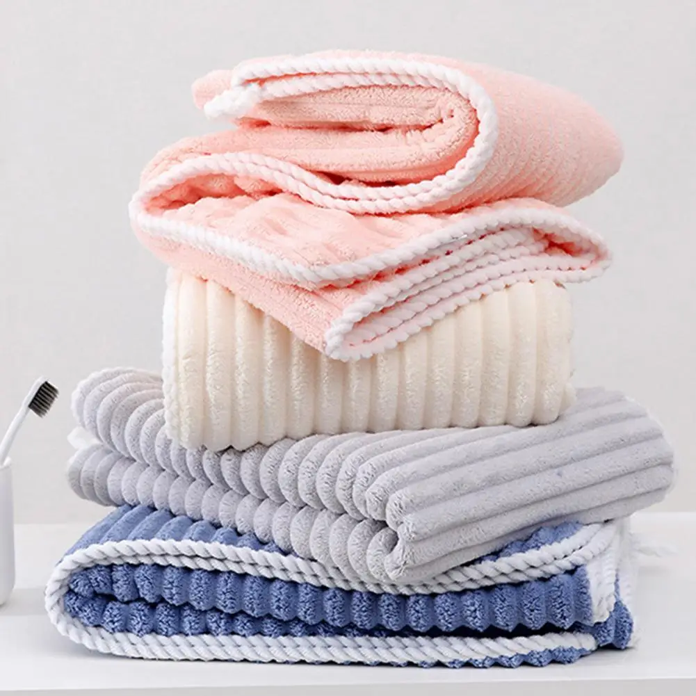 Coral Velvet Towel Set Environmentally Towel Set 3pcs Absorbent Bath Towel Set Coral Velvet Shower Wrap Lint-free Hair Drying