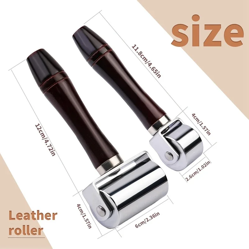 26/60mm  Professional Press Edge Leather Roller Glue Laminating Tool Handmade Leather Craft Creaser and Smoother Steel Iron Roll