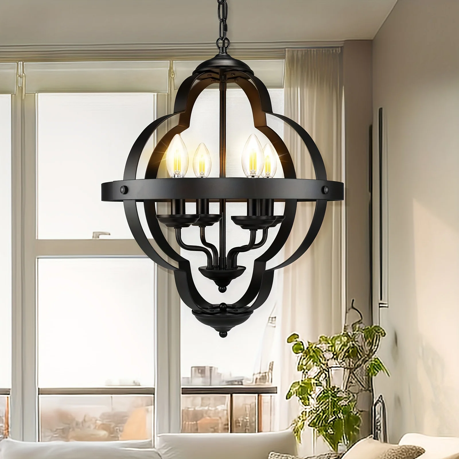 

Geometric Cage Chandelier - Perfect for Farmhouse, Kitchen Island, Entryway, and Hallway -Fits All E12 Bulbs (Bulb Not Included)