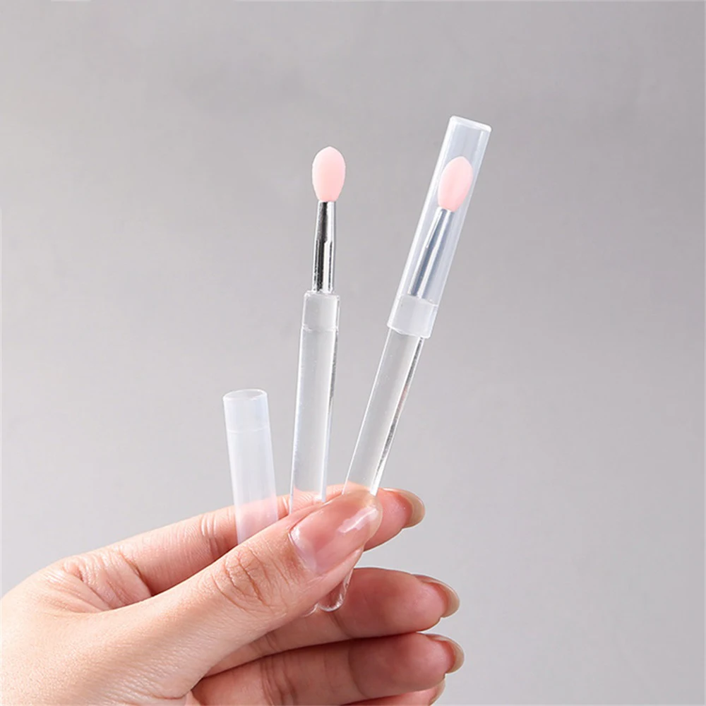 Pincel de silicona portátil con cubierta, aplicador de bálsamo labial suave, multifuncional, brillo de labios, sombra de ojos, maquillaje, 1/3 piezas