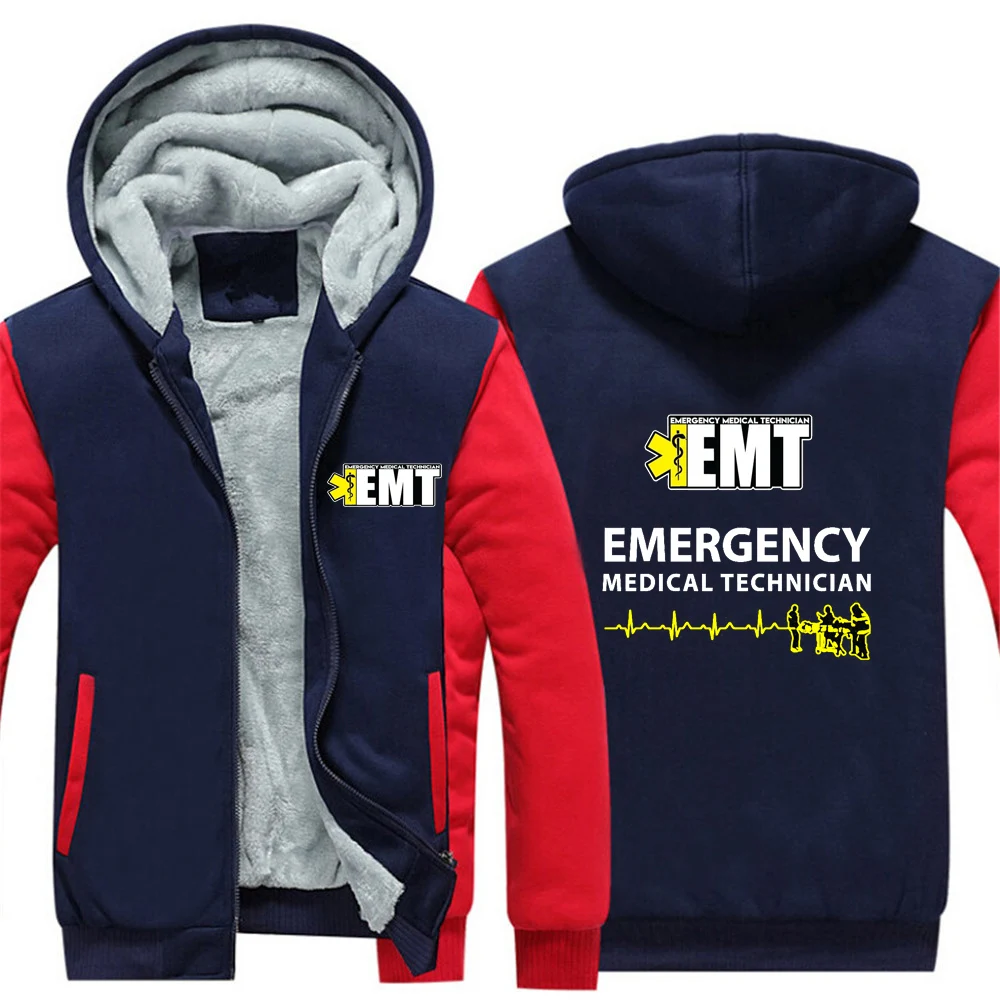 

EMT Emergency Medical Technician Medic Rescue 2025 Autumn Winter Man's Thickened Hoodies Sweatshirt Coat Leisure Fashion Jacket