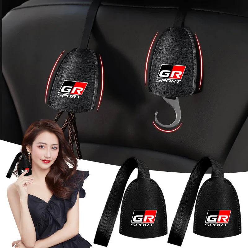 

1/2pcs Leather Car Seat Back Hooks Portable Hanging Bag Rack For Toyota GR Yaris Sport Gazoo Racing Corolla Supra 86 Hilux C-HR