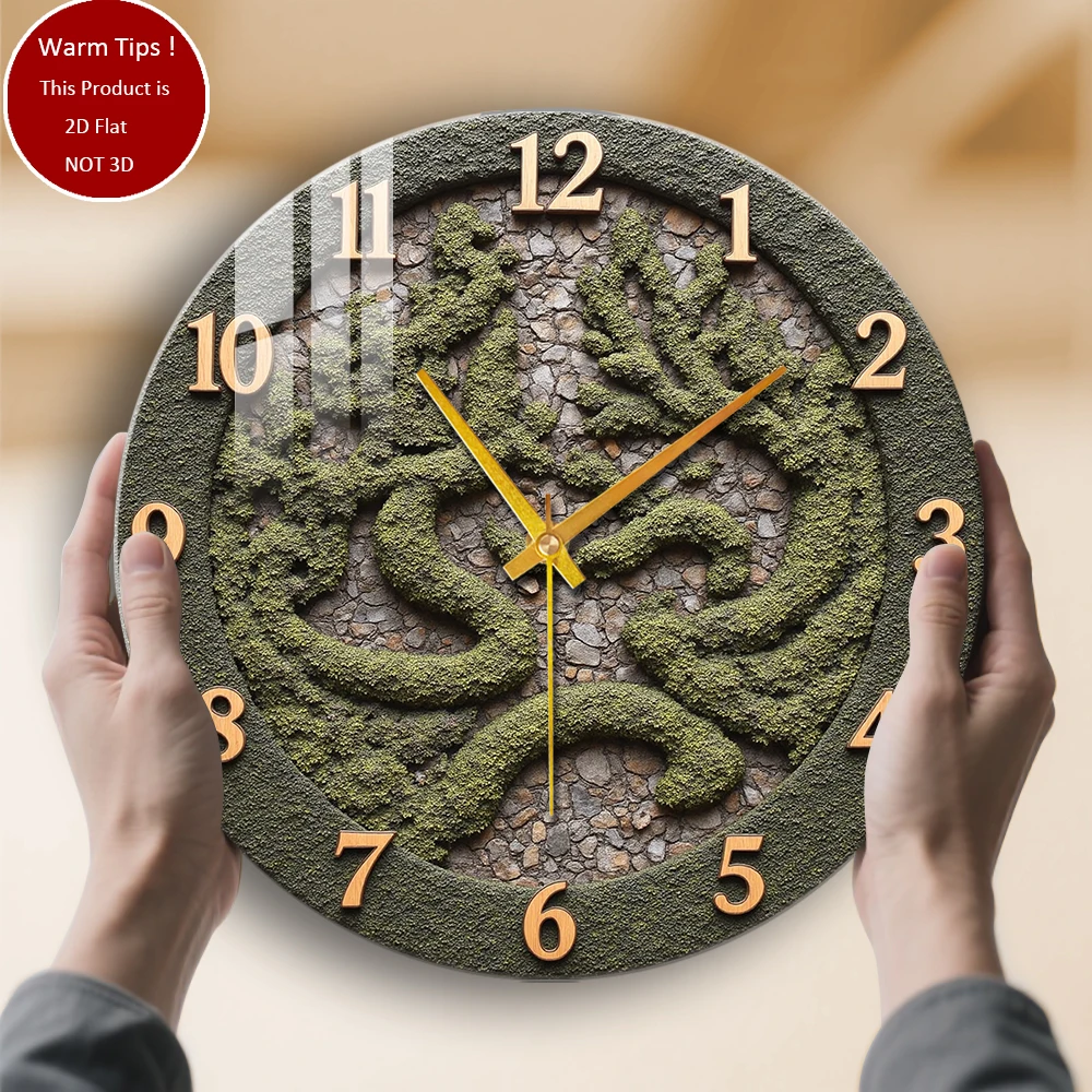 

Настенные часы из закаленного стекла, часы с двумя деревьями, покрытые мхом, подходят для декора стен или настольного дисплея в любом месте