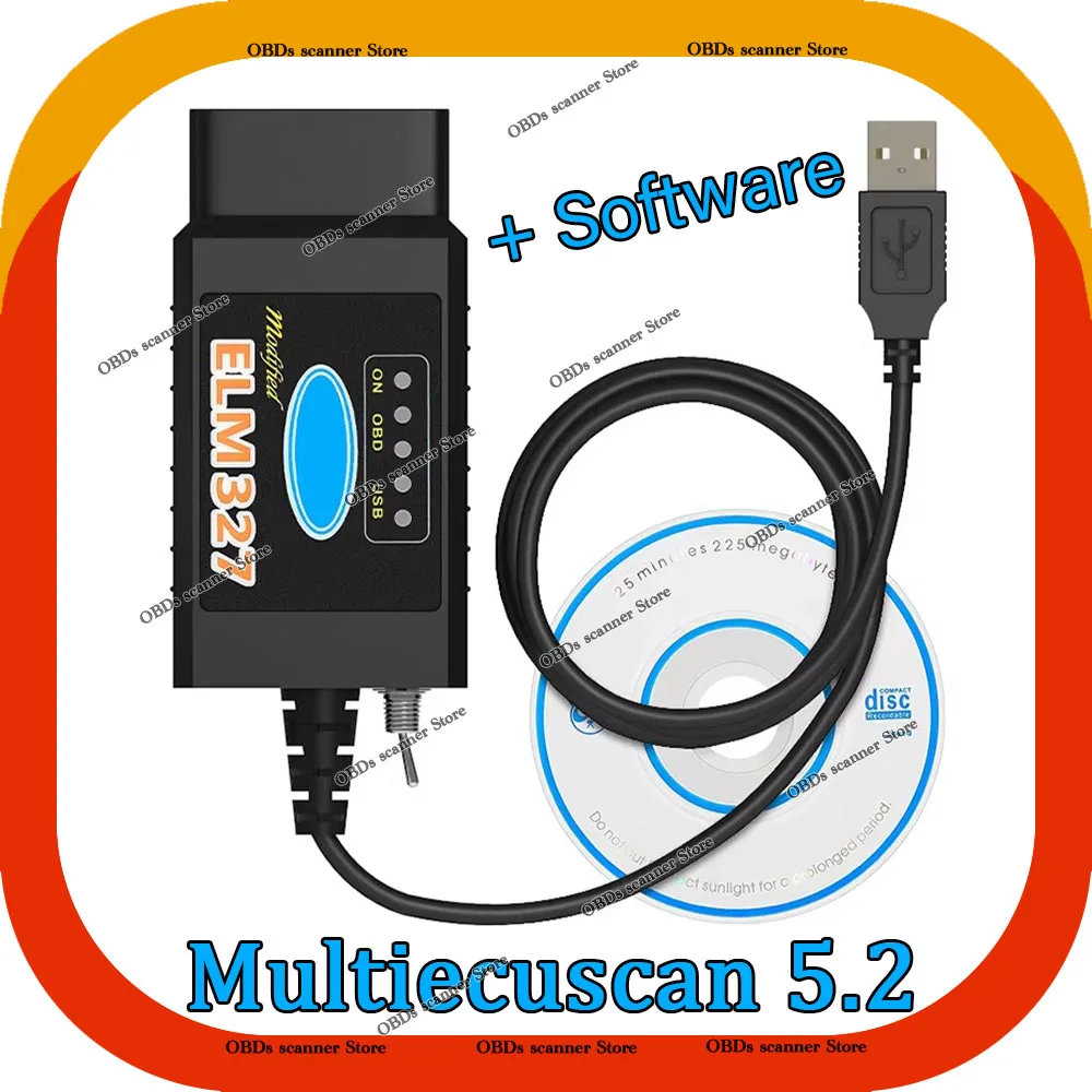 ELM327 USB V1.5 с 5 программами FORscan HS/MS CAN PIC18F2480 CH340 OBD OBD2 сканер для диагностики автомобиля, считыватель кодов, бесплатное ПО Multiecuscan 5.2